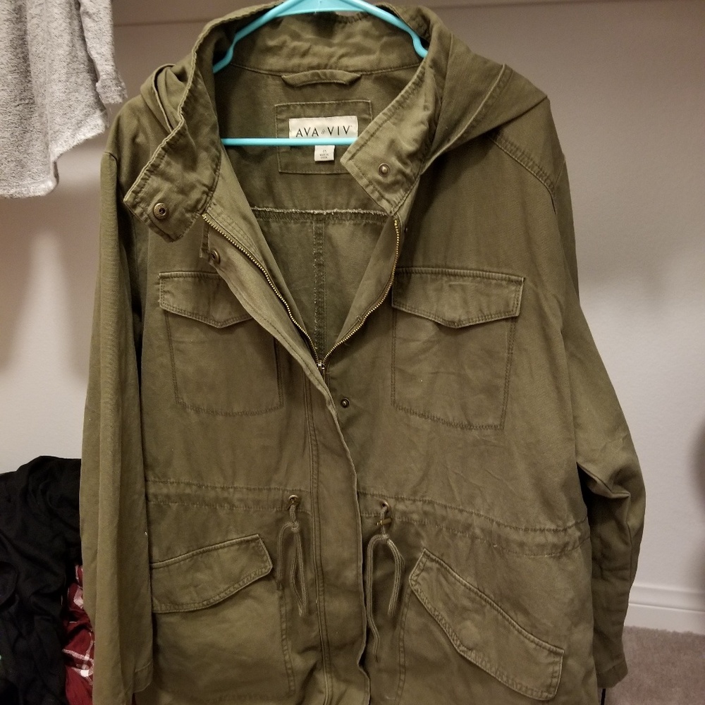 Ava & Viv army green hooded jacket